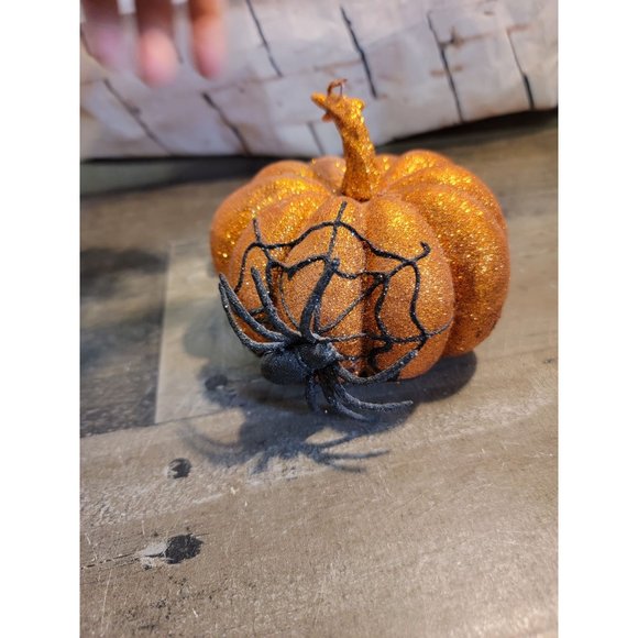 Halloween pumpkin glitter spider web Styrofoam decor - Picture 3 of 5
